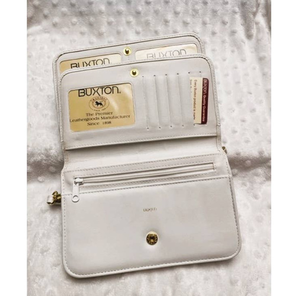 Buxton White Leather 3 in 1 ( Crossbody, Clutch, Wallet) Handbag - Picture 4 of 10